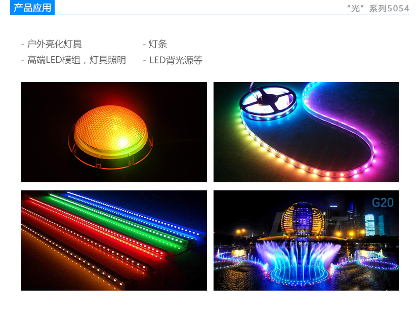 光系列5054H单色光 LED灯珠应用